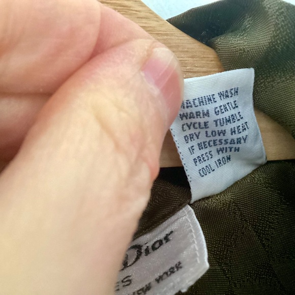 Christian Dior Vintage Olive Green Neck Bow tie Blouse size 6 Logo Old Money - Picture 11 of 16